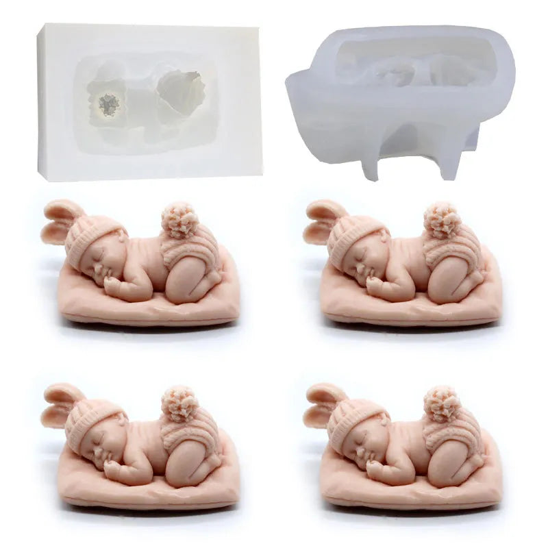 DIY Sleeping Baby Shower Candle Mould Silicone Plaster Resin Craft  Making Mold Handmade Soap Molds Tool Chocolate Fondant Mould