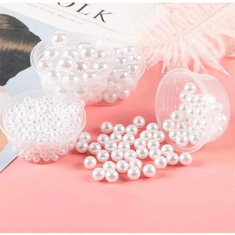 ABS Imitation Pearl Beads Loose Round Acrylic Beads To Needlework Handmade For Necklace Bracelets DIY Jewelry Components Making