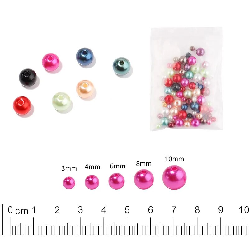 Faux Pearls Round Smooth Colorful Imitation Pearls