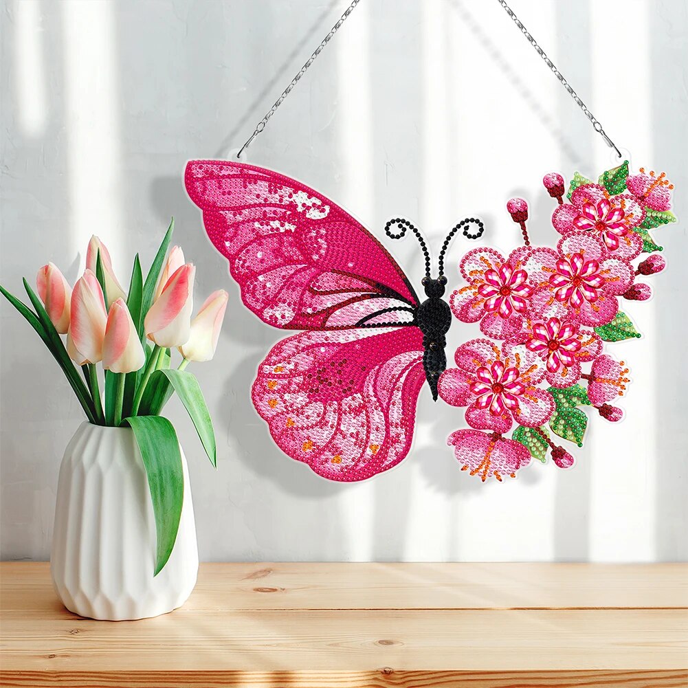 DIY Wall Decor Diamond Painting Hanging Butterfly Pendant Embroidery Pendant Garden Home Decoration Single-sided Mosaic Art