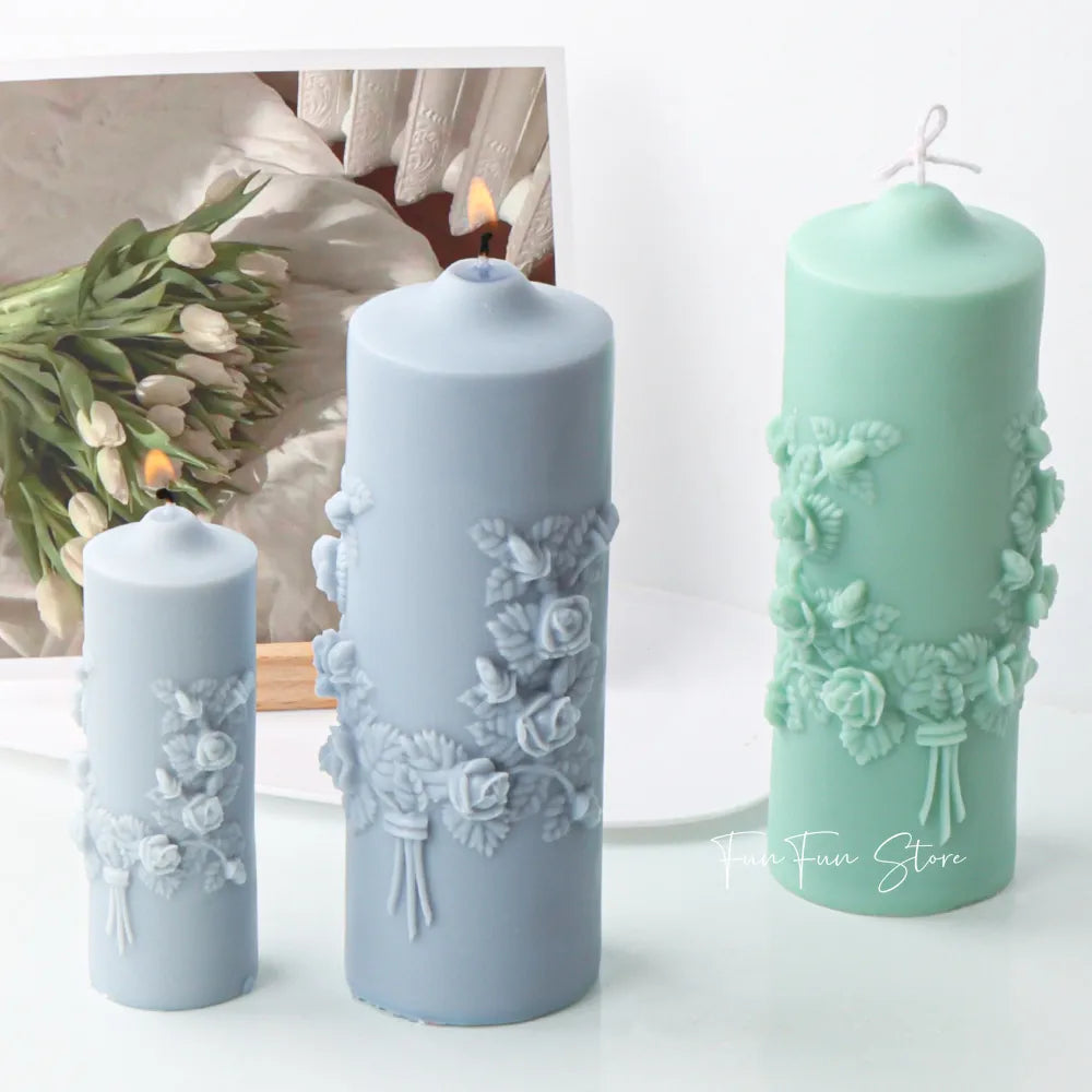 Rose Bouquet Scented Candle Silicone Mold DIY Handmade Handicrafts Candle Making Plaster Soap Mould Home Decoration Tools