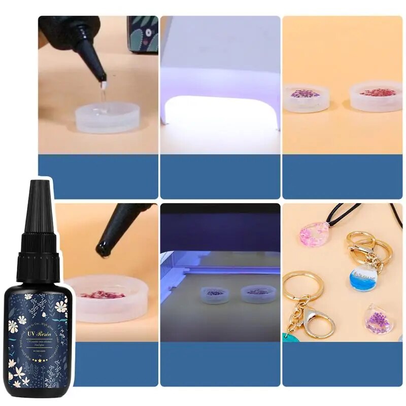 UV Resin Glue Ultraviolet Curing Quick Drying Clear Hard Epoxy Resin UV Glue DIY Epoxy Resin Mold Jewelry Making Gel Hardener