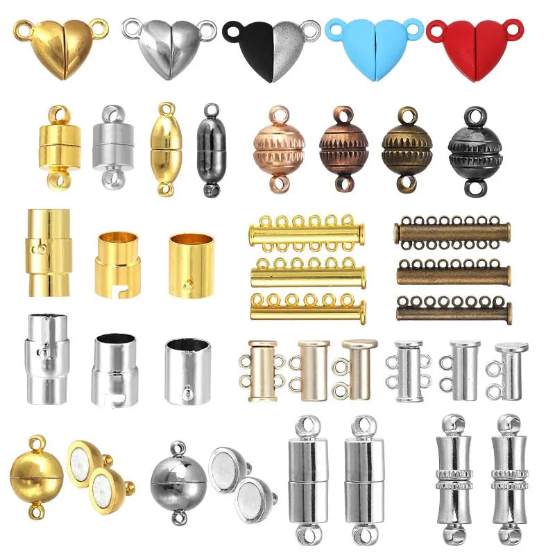 5-10 Sets Round/Heart Strong Magnetic Clasps Magnet End Clasp Connectors for Jewelry Making DIY Bracelet Necklace Accessories